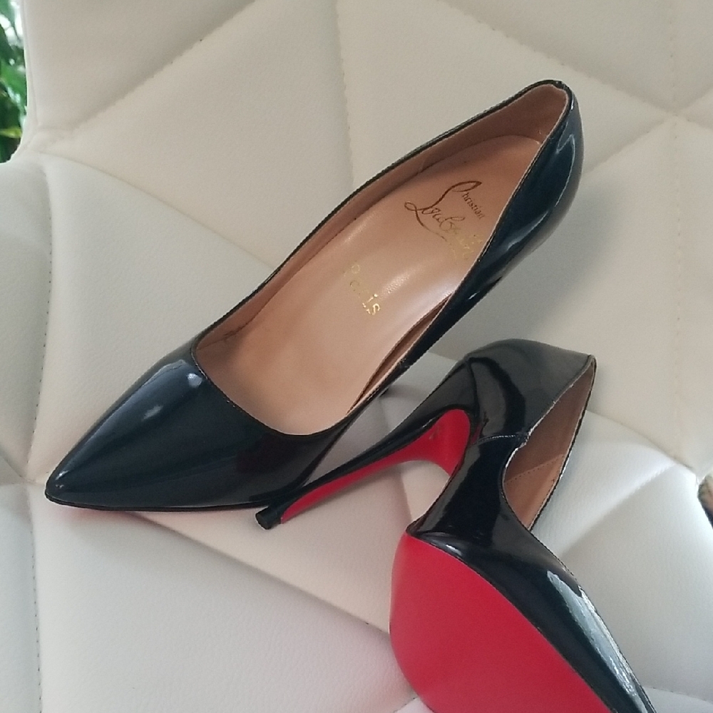 Christian Louboutin Black Patent Heels with Red Soles